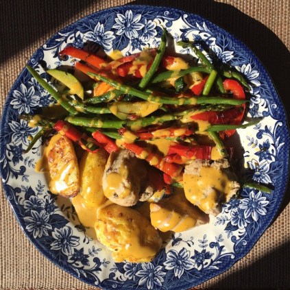 kanafilee, ahjukartul, paprika, spargel